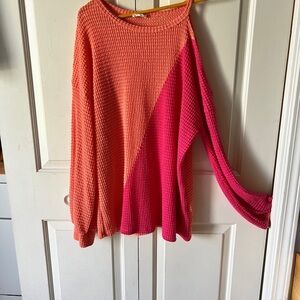 Vibrant Pink and Orange Women's Sweater